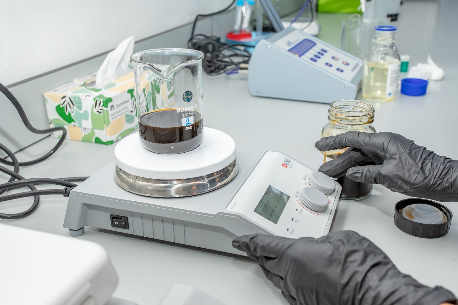 pH and conductivity measurement in the Aquaness QC lab